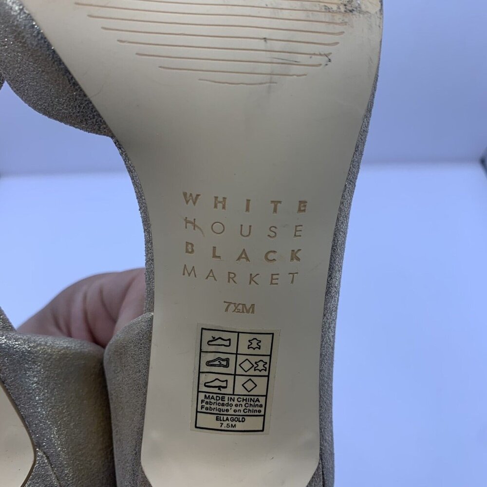 White house black market WHBM high heels size 7.5M metallic Gold party E1 - Picture 8 of 9